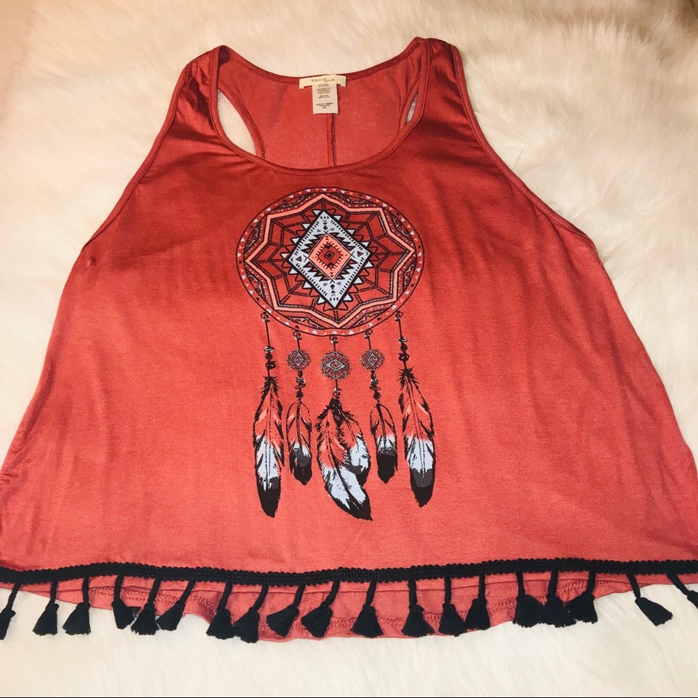 NWOT Dream catcher top with tassels